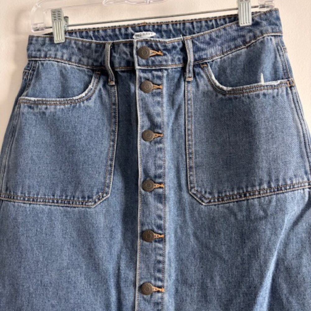 Mid-Rise Button Down Front Midi Denim Jean Skirt size 6 - Picture 4 of 7
